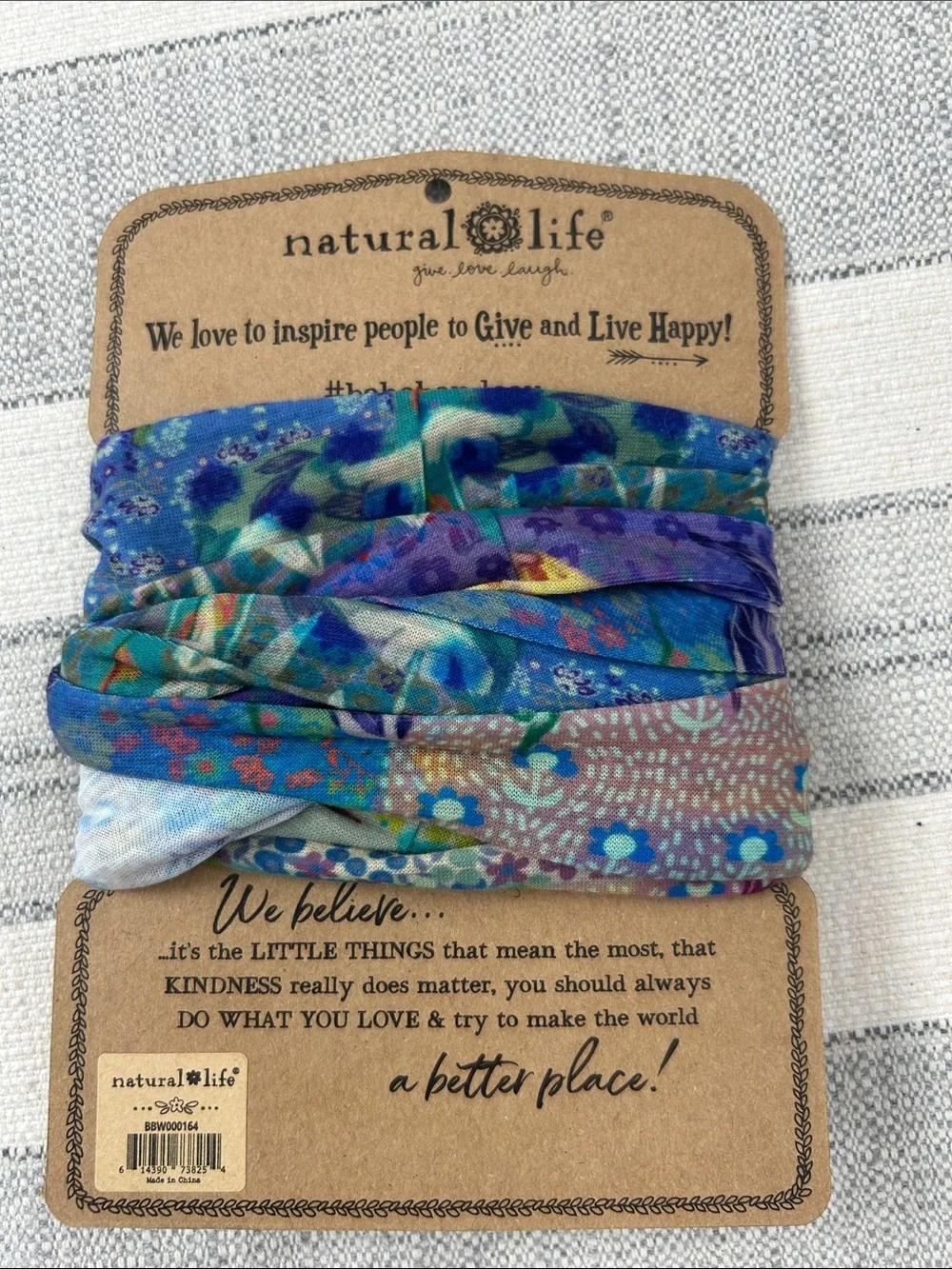 NATURAL LIFE Blue Teal Floral Stretch Headwrap